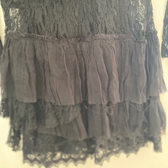 Free People Black Two-tiered Dress Lace embroidery - Picture 13 of 15